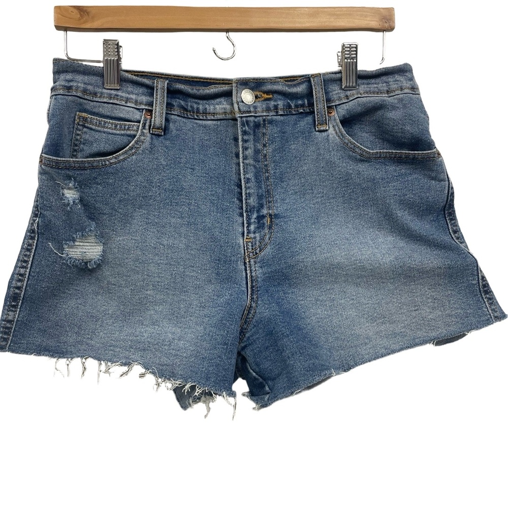 Signature Levi‎ Strauss Heritage High Rise  Frayed Hem Rip Denim Short 6  W28